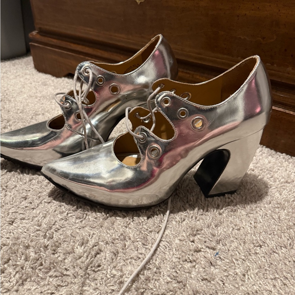 John Fluevog Silver Heels